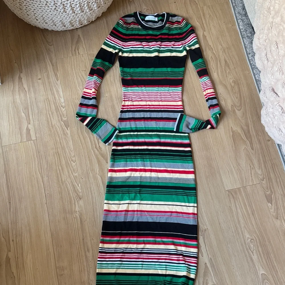 Paco Rabanne Rabanne Striped Rib-Knit Maxi Dress - Picture 2 of 7